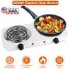 2000W Portable Electric Double Burner Hot Plate with 5 Temperature Adjustments & Non-Slip Rubber Feet, Compact