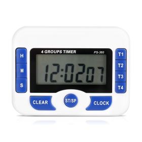 Digital 4‑Channel Independent Group Timer Countdown Magnetic Kitchen Cooking Clock (Option: as picture)