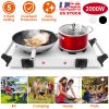 2000W Electric Coil Heating Dual Burner Hot Plate with 5 Temperature Adjustments & Portable Handles, Compact