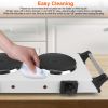 2000W Electric Coil Heating Dual Burner Hot Plate with 5 Temperature Adjustments & Portable Handles, Compact