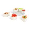 2 Pcs Portable Serving Tray with Lid and Handle - 360° Rotatable with 6 Dividers, Clear