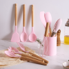 11pcs Wooden Handle Silicone Utensil Set