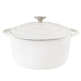 4.5 QT Enamel Dutch Oven Pot with Lid (Color: White)