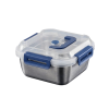 Yakimoto Extra-Large Stainless Steel Food Containers With Blue Lids
