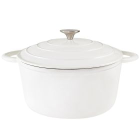 3 QT Enamel Cast Iron Dutch Oven with Lid (Color: White)