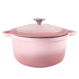 3 QT Enamel Cast Iron Dutch Oven with Lid (Color: Pink)