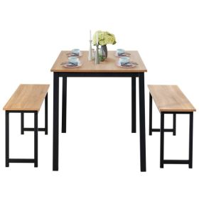 3-Piece Dining Table Set (Color: Natural)
