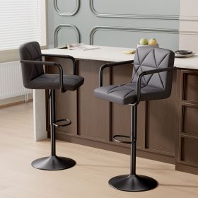 Height-Adjustable Bar Counter Chair (Color: Dark grey)