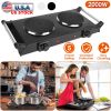 2000W Electric Coil Heating Dual Burner Hot Plate with 5 Temperature Adjustments & Portable Handles, Compact