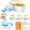 1L Travel Thermal Bento Box, Portable Food Warmer w/ 2 Removable Compartments and 1 Spoon 