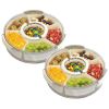 2 Pcs Portable Serving Tray with Lid and Handle - 360° Rotatable with 6 Dividers, Clear