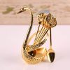 1 Coffee Dessert Spoon Set; Swan-Shaped Base Holder; Zinc Alloy Metal