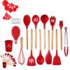 33 pcs Wooden Handle Silicone Spoon Shovel Set