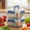 Yakimoto Extra-Large Stainless Steel Food Containers With Blue Lids