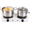 2000W Portable Electric Double Burner Hot Plate with 5 Temperature Adjustments & Non-Slip Rubber Feet, Compact