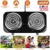 2000W Portable Electric Double Burner Hot Plate with 5 Temperature Adjustments & Non-Slip Rubber Feet, Compact