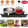 2000W Electric Coil Heating Dual Burner Hot Plate with 5 Temperature Adjustments & Portable Handles, Compact