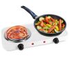 2000W Portable Electric Double Burner Hot Plate with 5 Temperature Adjustments & Non-Slip Rubber Feet, Compact