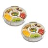 2 Pcs Portable Serving Tray with Lid and Handle - 360° Rotatable with 6 Dividers, Clear