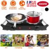 2000W Compact Electric Dual Coil Hot Plate with 5 Temperature Adjustments & Portable Handles