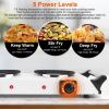 2000W Compact Electric Dual Coil Hot Plate with 5 Temperature Adjustments & Portable Handles