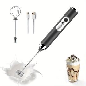 3-Speed Handheld Milk Frother (Color: Black)