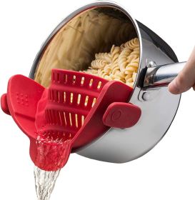Kitchen Gizmo! Adjustable Silicone Snap-N-Strain Pot Strainer (Color: Red)