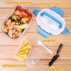 1L Travel Thermal Bento Box w/ 2 Removable Compartments and Spoon 