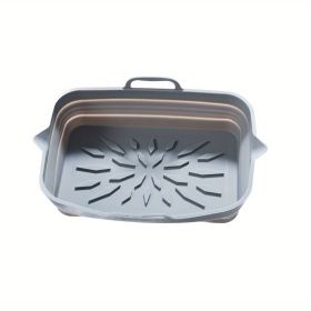 Rectangular Air Fryer Liners; Foldable Silicone Tray (Color: Grey, Quantity: 2)