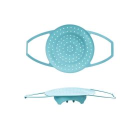 1pc Silicone Steamer Basket With Feet And Handle (Color: Blue)