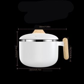 1pc  Stainless Steel Large Capacity Instant Noodle Bowl With Lid (Color: Instant Noodle Bowl With Imitation Wooden Handle-White)