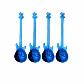 4Pcs Metal Guitar Spoon Flatware Set (Color: Blue 4 Pcs)