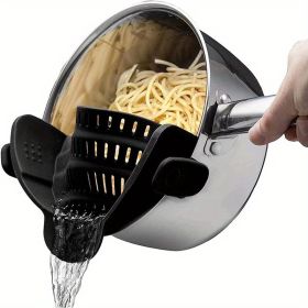Adjustable Silicone Clip On Pot Strainer (Quantity: 1 Pack Black)