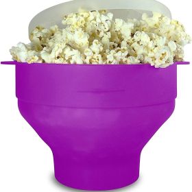 1pc Collapsible Silicone Microwave Popcorn Popper (Color: Purple)