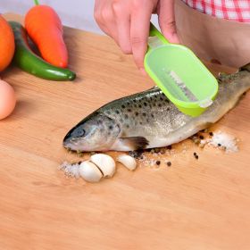 Fish Skin Scaler and Knife Tool (Color: Green)