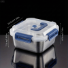 Yakimoto Extra-Large Stainless Steel Food Containers With Blue Lids