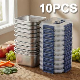 Yakimoto Extra-Large Stainless Steel Food Containers With Blue Lids (Quantity: 10PCS)