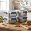 Yakimoto Extra-Large Stainless Steel Food Containers With Blue Lids