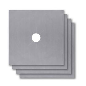 4-Pack Reusable Nonstick Stovetop Burner Protector (Color: Silver)