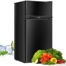 2 Doors Cold-rolled Compact Refrigerator (Color: Black)